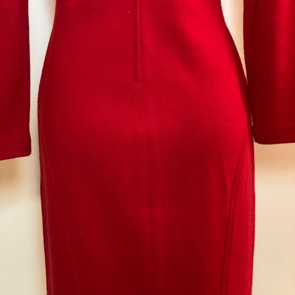 Outlander Red Midi Dress - Wool Blend - Petite Small - Vintage - Picture 9 of 15